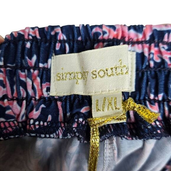 Simply Southern Naples Tassel Shorts Blue/Pink Size L/XL - Picture 8 of 9